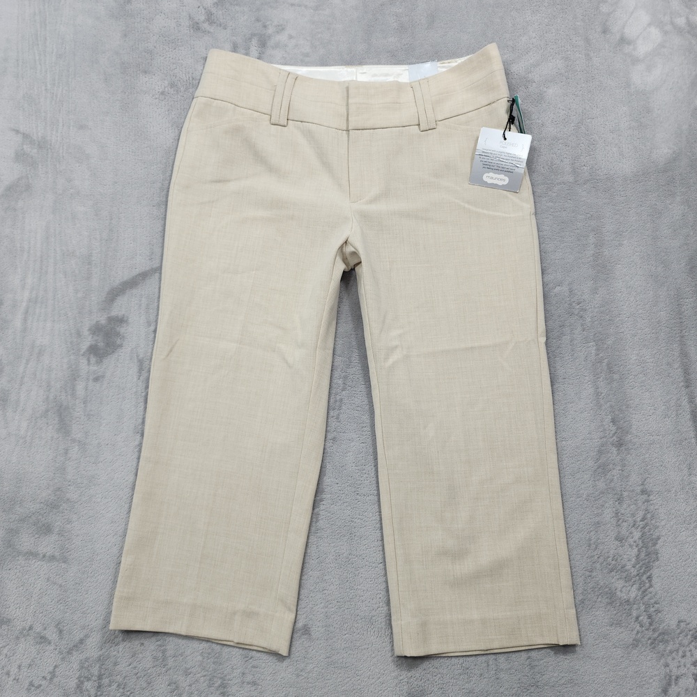 NEW Maurices Pants Womens 3/4 Beige Polished Capri High Rise Stretch Office